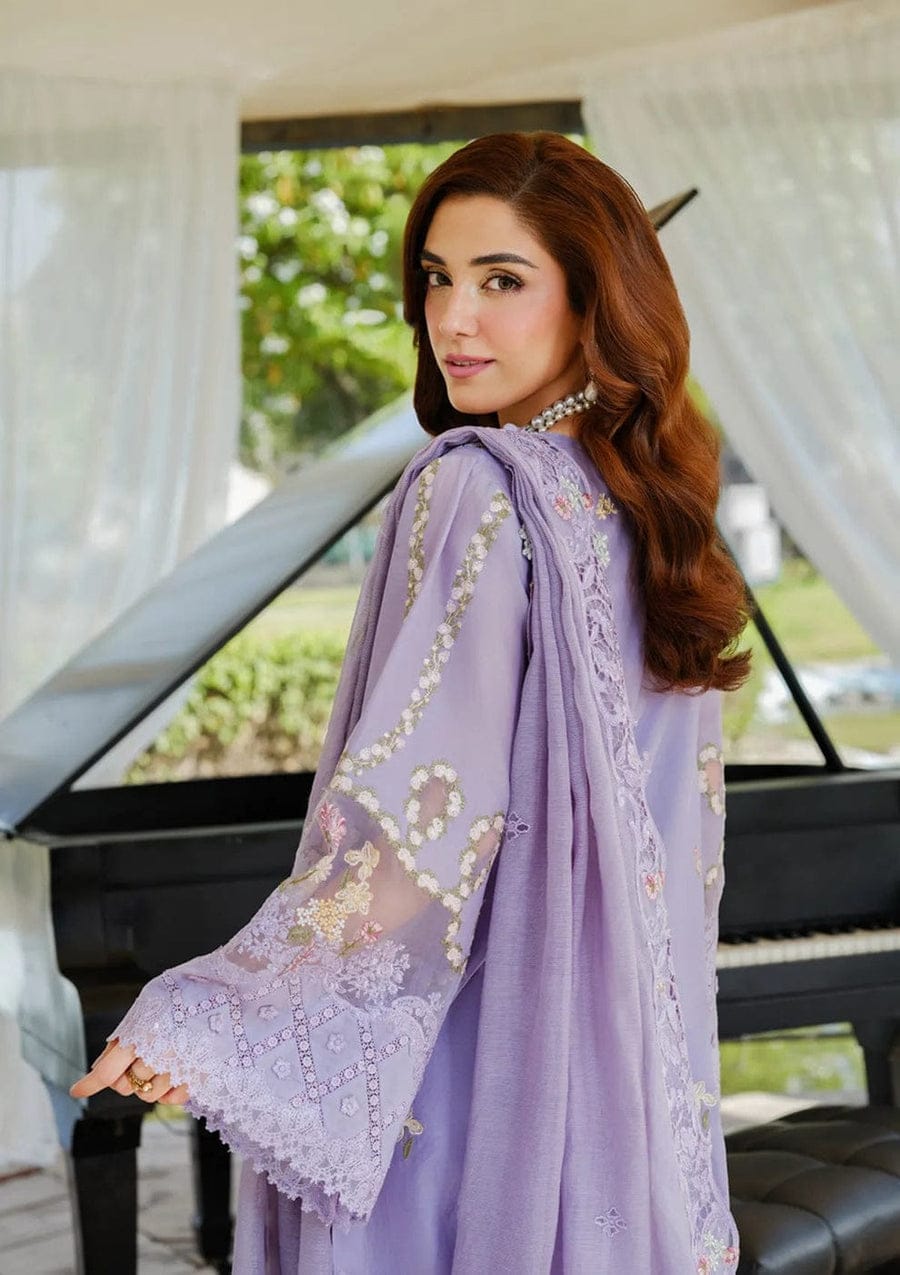 SP-MR2715 Lawn Unstitched Embroidered 3pc Suit With Cotton Net Embroidered Dupatta - Shaa Posh