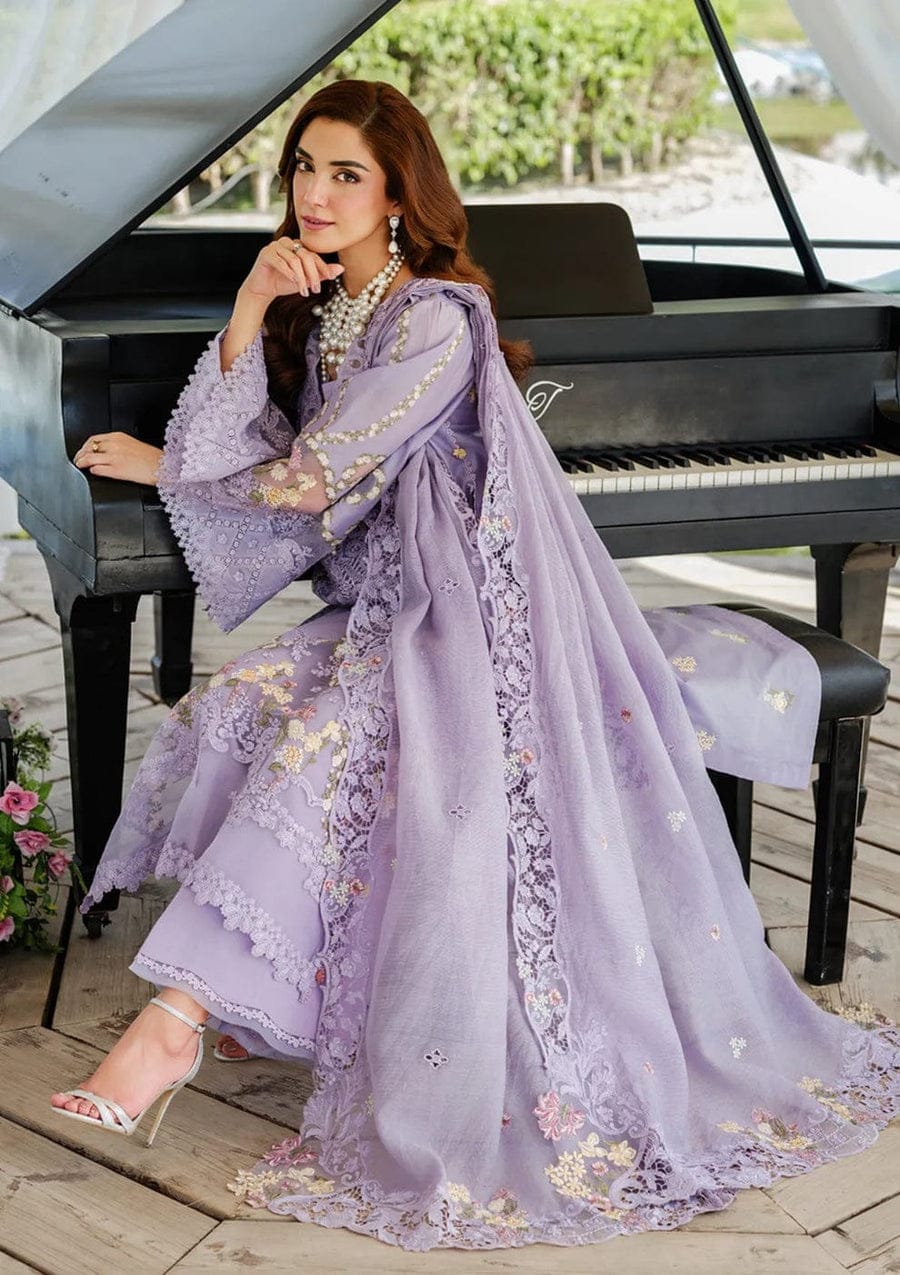 SP-MR2715 Lawn Unstitched Embroidered 3pc Suit With Cotton Net Embroidered Dupatta - Shaa Posh