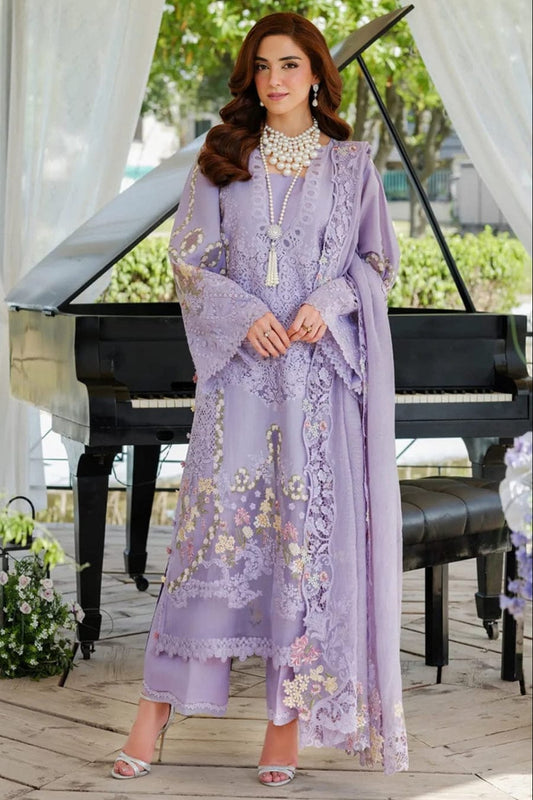 SP-MR2715 Lawn Unstitched Embroidered 3pc Suit With Cotton Net Embroidered Dupatta - Shaa Posh