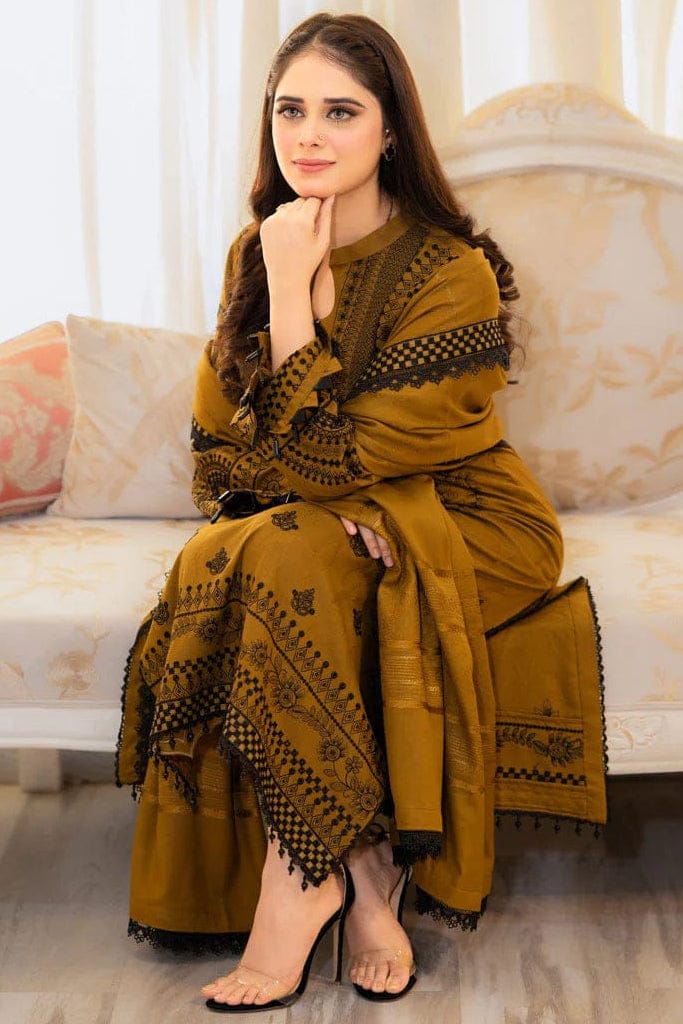 SP-MB100 Unstitched Fully Embroidered Lawn Suit With Embroidered Lawn Dupatta - Shaa Posh