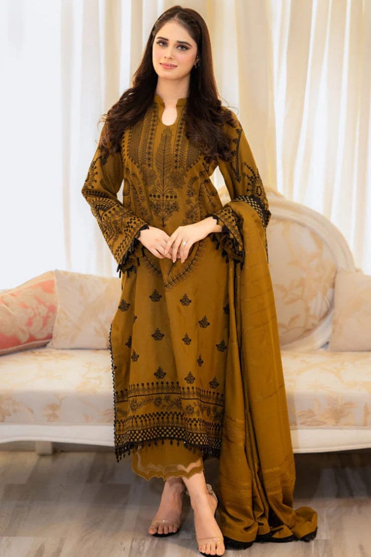 SP-MB100 Unstitched Fully Embroidered Lawn Suit With Embroidered Lawn Dupatta - Shaa Posh