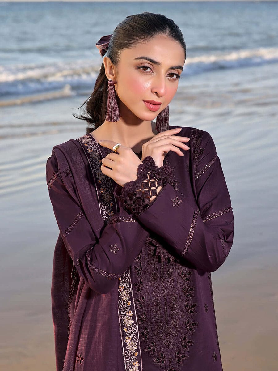SP-IZ813 Lawn Chikenkari Embroidered 3pc With Lawn Embroidered Dupatta - Shaa Posh