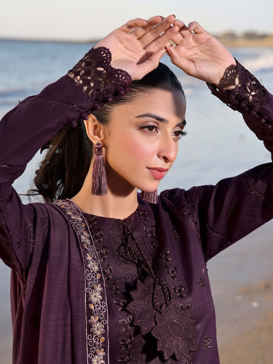 SP-IZ813 Lawn Chikenkari Embroidered 3pc With Lawn Embroidered Dupatta - Shaa Posh