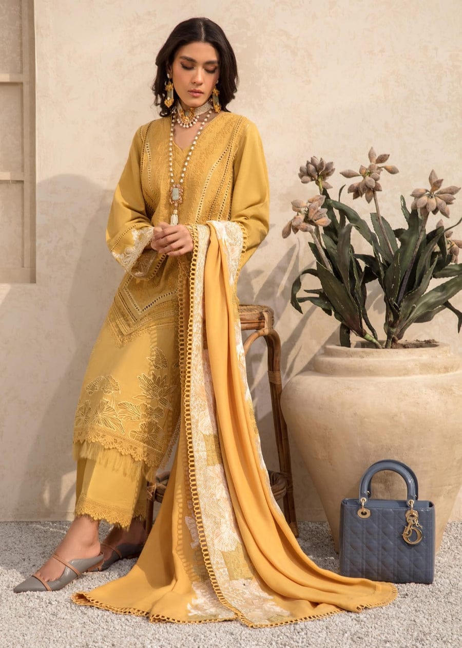 SP-SS1220 Heavy Embroidered Lawn 3Pc Suit With Lawn Embroidered Dupatta - Shaa Posh