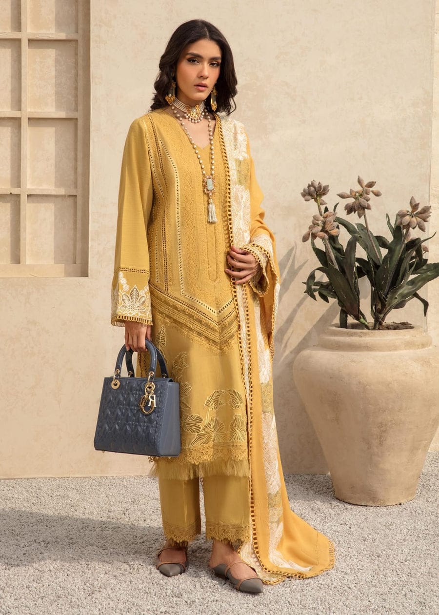 SP-SS1220 Heavy Embroidered Lawn 3Pc Suit With Lawn Embroidered Dupatta - Shaa Posh