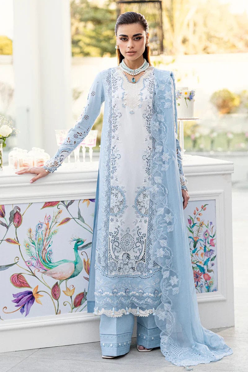 SP-CS2645 Lawn Unstitched Embroidered 3pc Suit With Embroidered Chiffon Dupatta - Shaa Posh