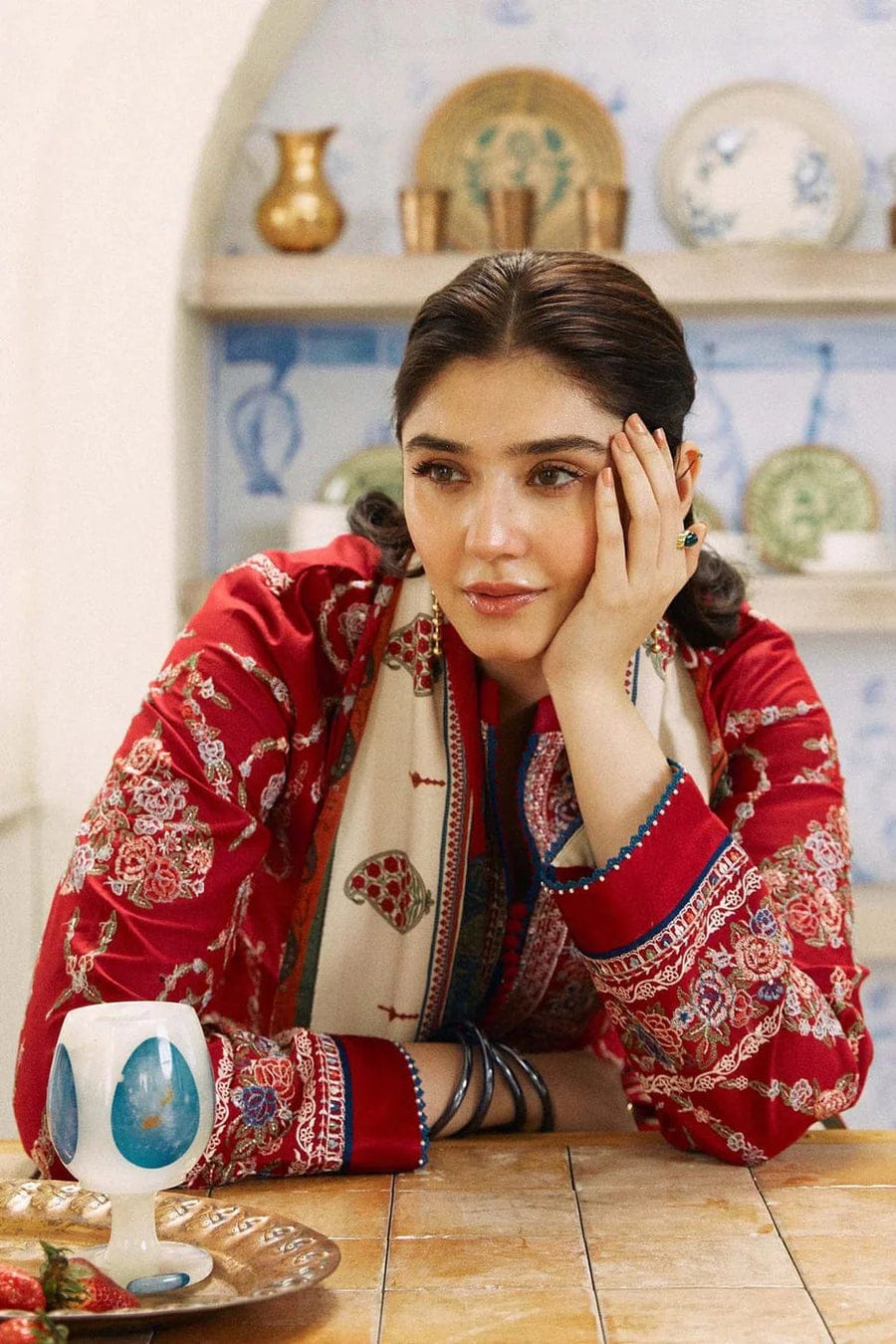 SP-ZS2550 Unstitched Fully Embroided Lawn Suit With Cotton Lawn Digital Printed Dupatta - Shaa Posh