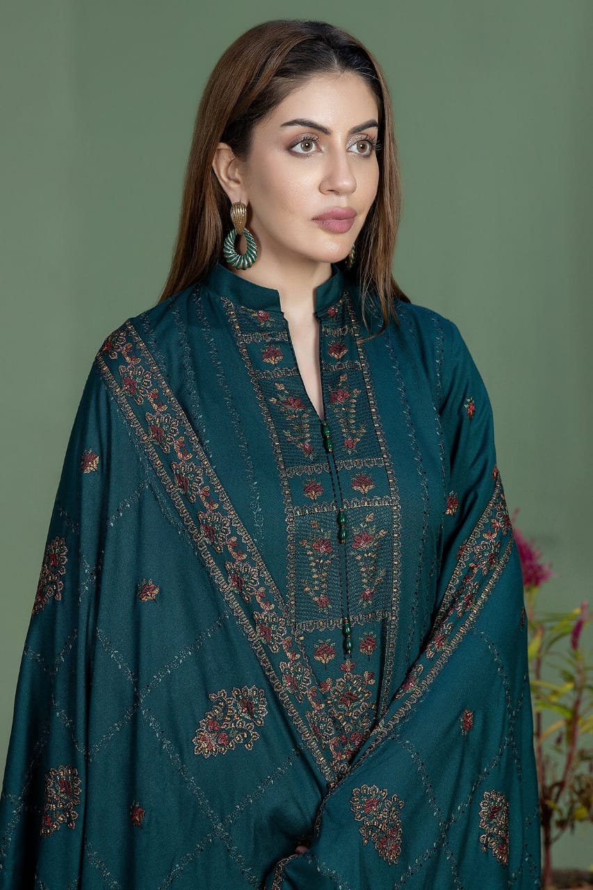 SP-AJ940 Unstitched Fully Embroidered Lawn Suit With 4 Sided Embroidered Lawn Dupatta - Shaa Posh
