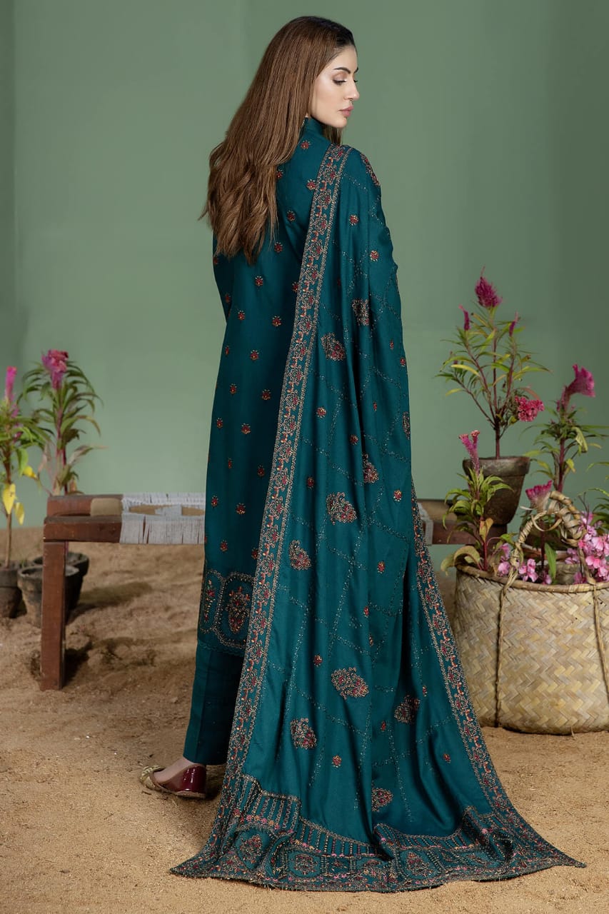 SP-AJ940 Unstitched Fully Embroidered Lawn Suit With 4 Sided Embroidered Lawn Dupatta - Shaa Posh