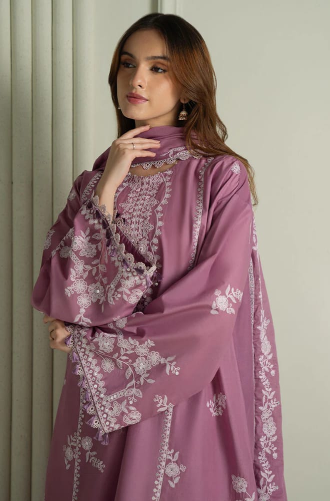 SP-CS900 Unstitched Heavy Embroidered Lawn Suit With Embroidered Lawn Dupatta - Shaa Posh