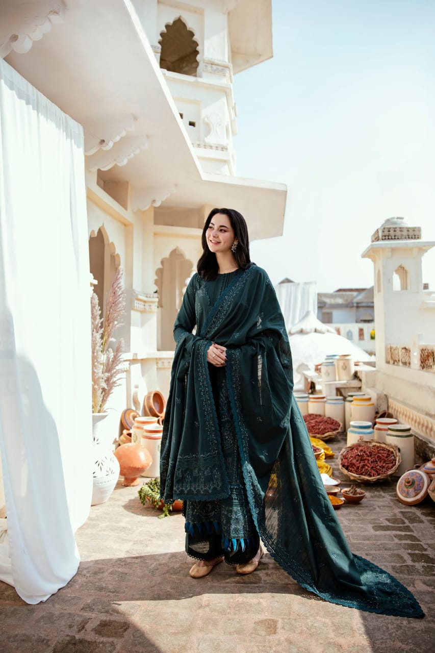 SP-MB935 Unstitched Fully Embroidered Lawn Suit Embroidered Lawn Dupatta - Shaa Posh