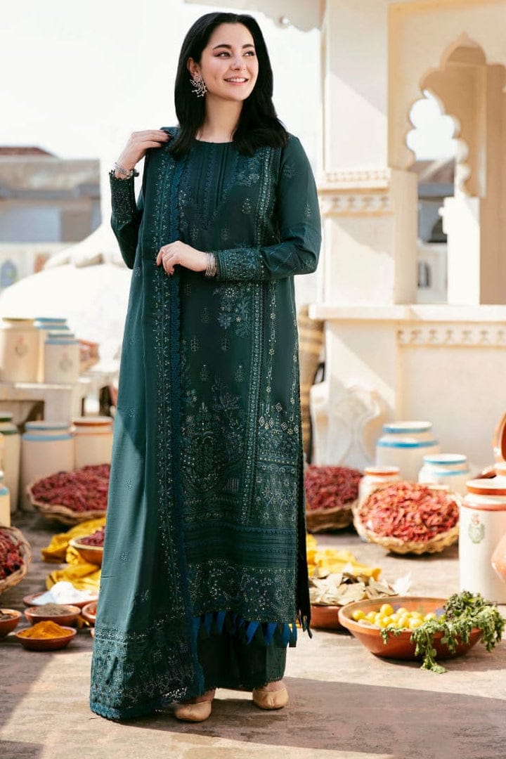 SP-MB935 Unstitched Fully Embroidered Lawn Suit Embroidered Lawn Dupatta - Shaa Posh