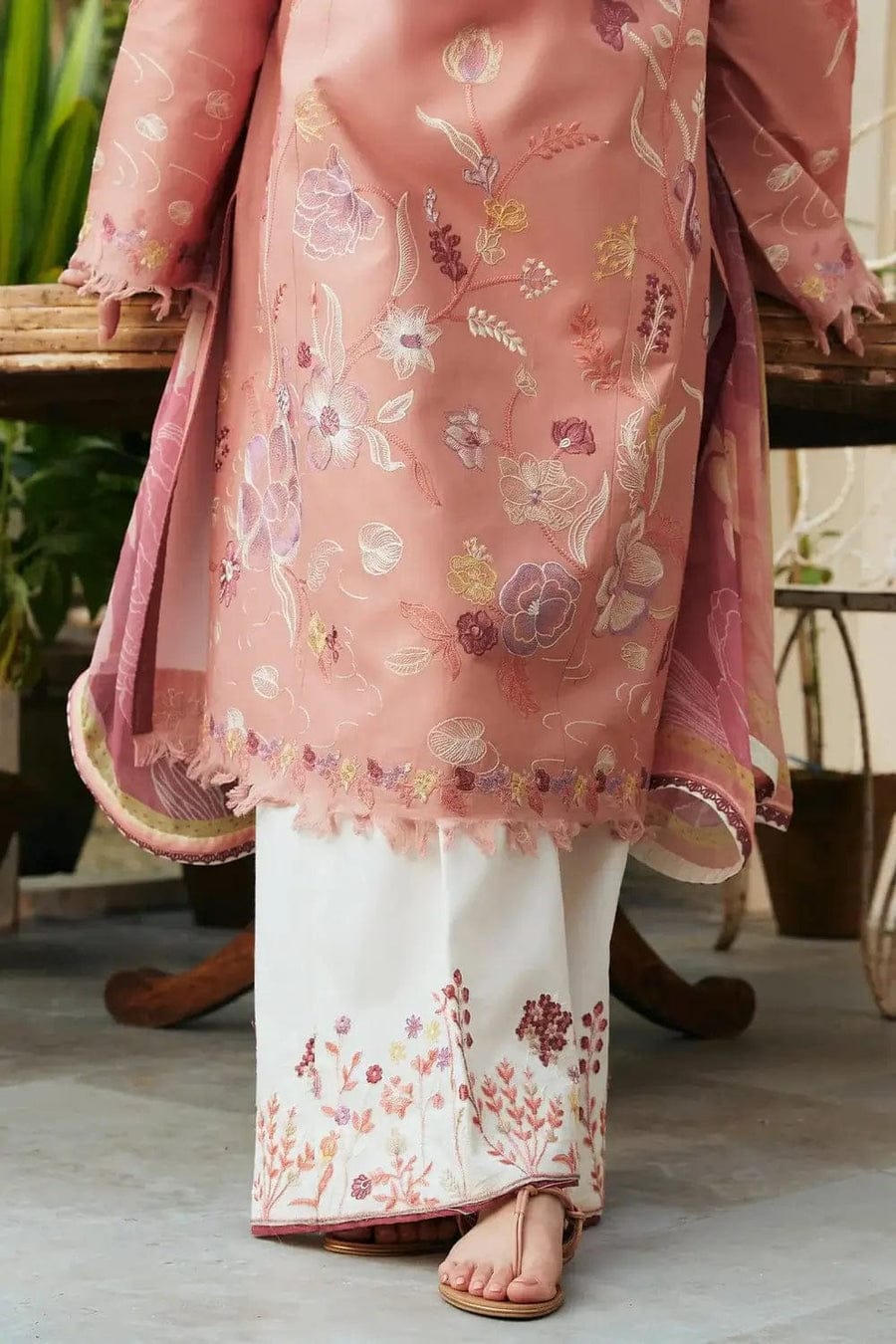 Embroidered 3-piece lawn suit with cotton lawn printed dupatta by Shaa Posh, featuring intricate embroidery and vibrant digital print.