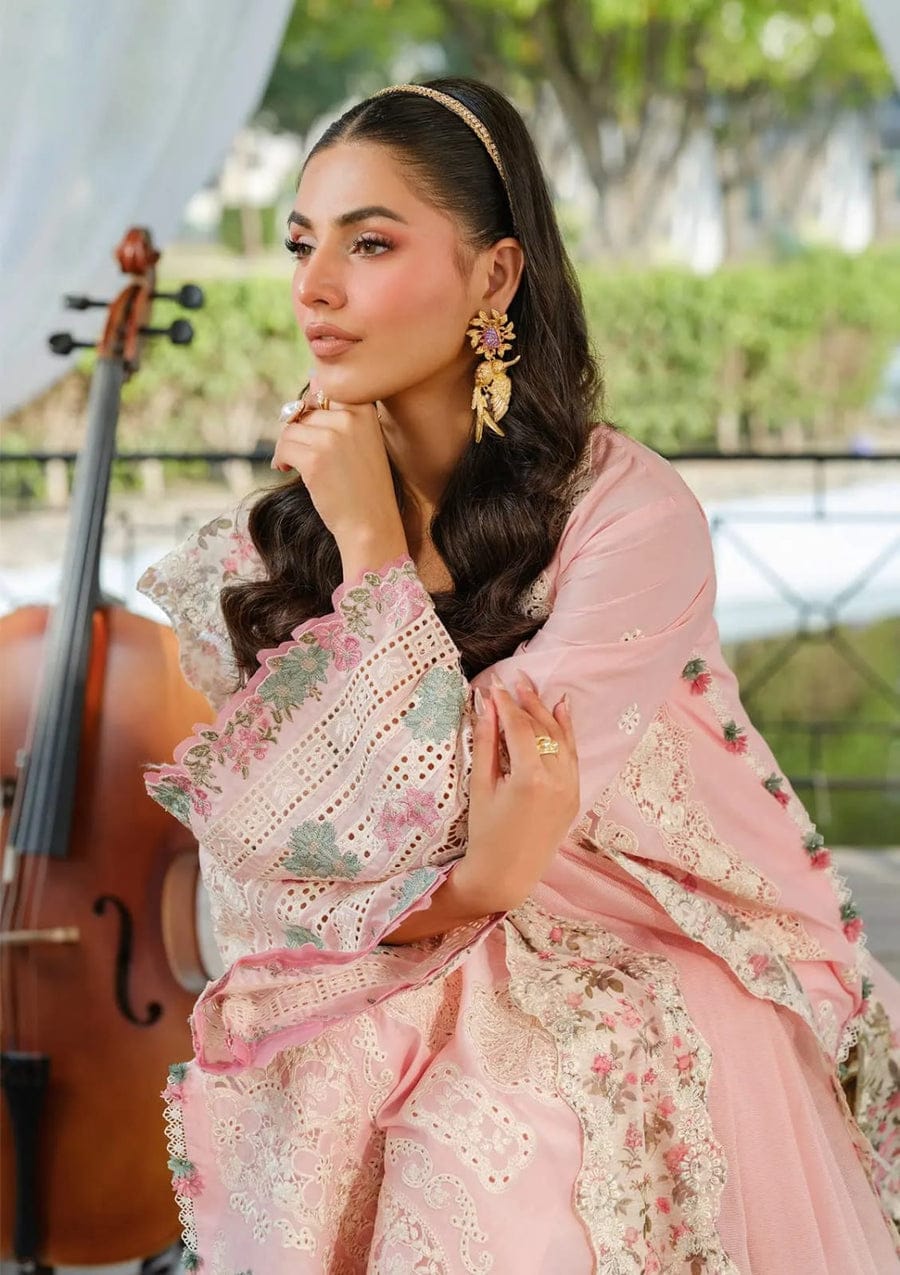 SP-EL2790 Unstitched Fully Embroided Lawn Suit With Cotton Net Embroidered Dupatta