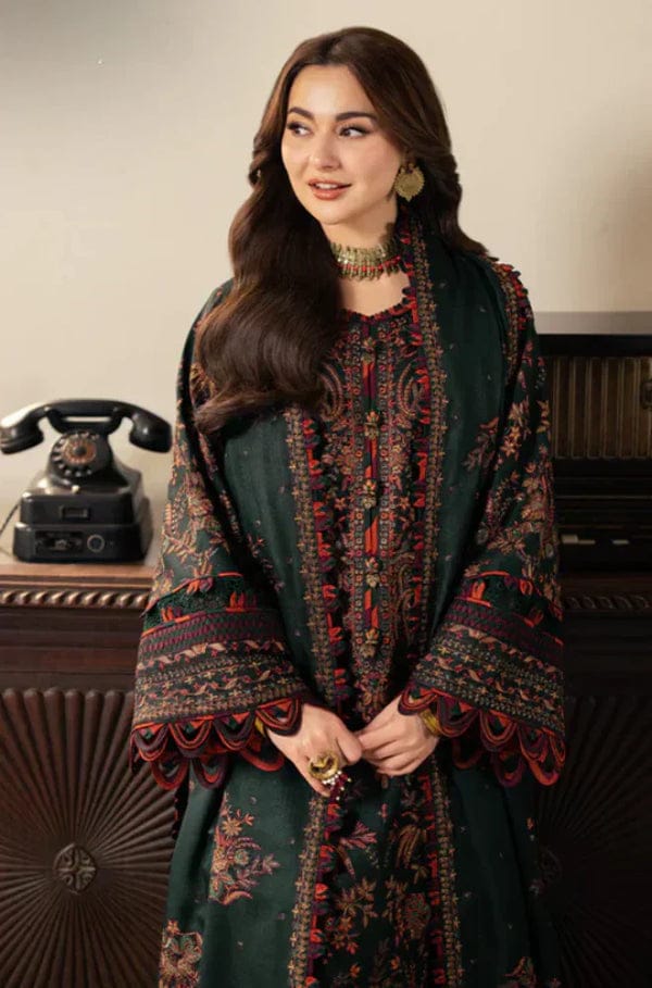 Unstitched lawn embroidery 3-piece suit with crinkle embroidered dupatta by Shaa Posh, featuring detailed floral embroidery and vibrant fabric.