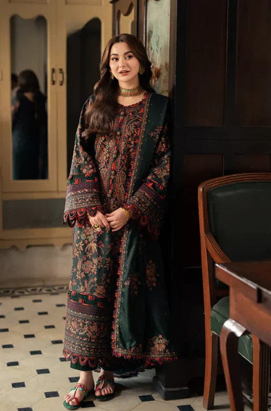 Unstitched Shaa Posh SP-AR 3550 lawn 3-piece with embroidered fabric and crinkle embroidered dupatta, displayed flat with detailed embroidery.