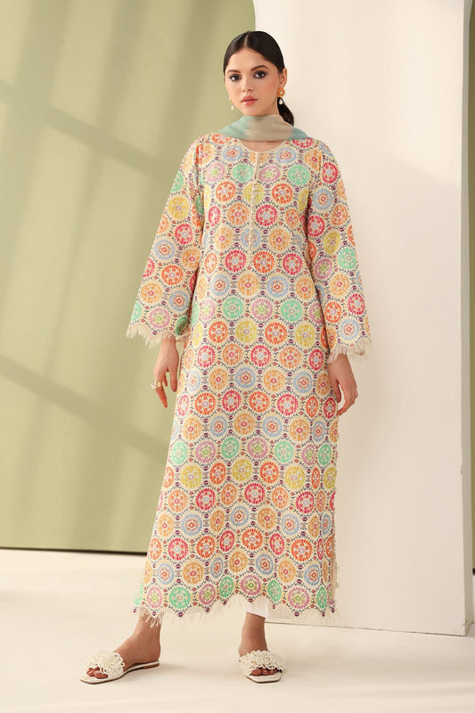 Unstitched digital lawn 3-piece suit by Shaa Posh, featuring intricate digital print fabric and a crinkle dupatta.