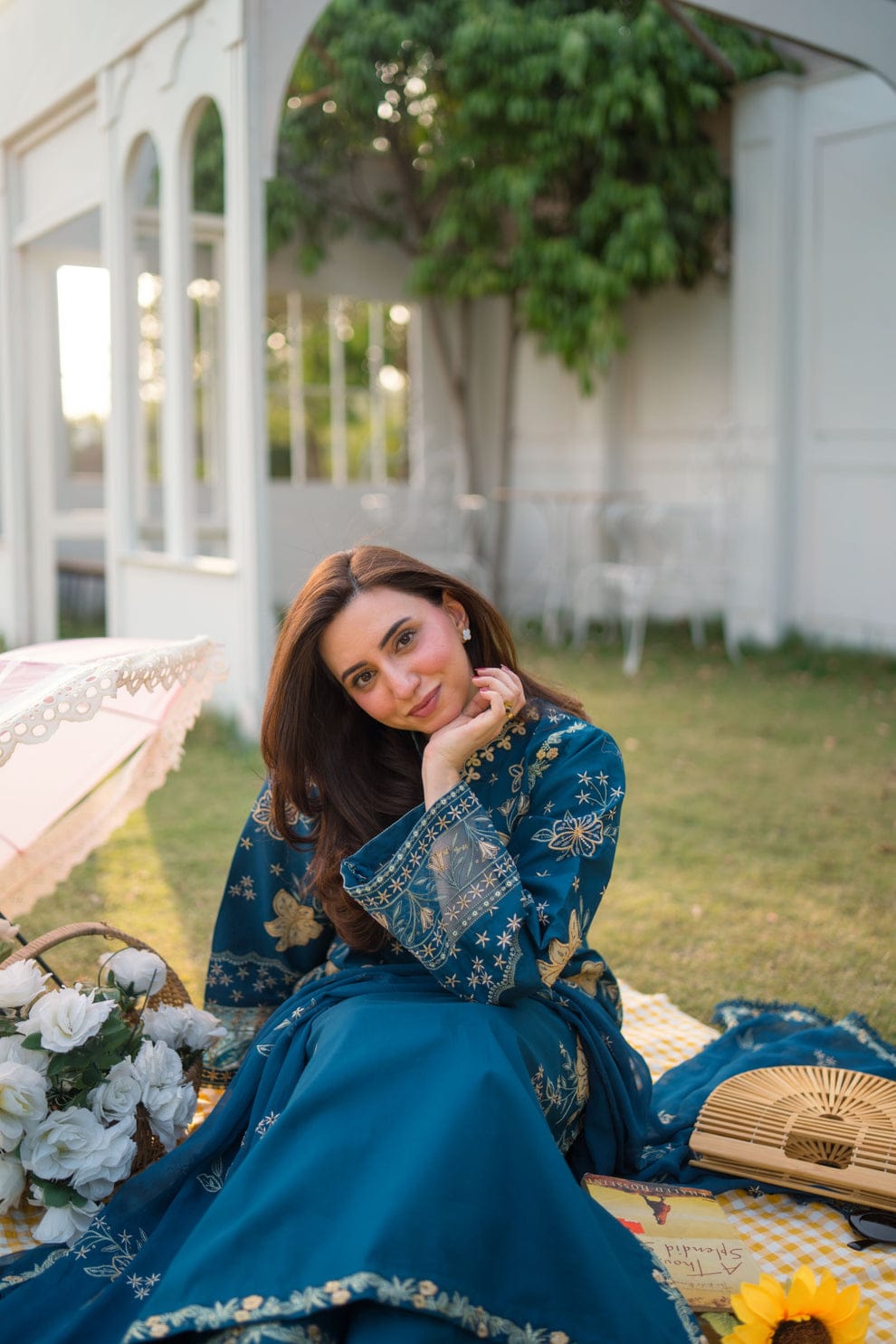 SP-400 Unstitched Fully Embroidered Lawn Suit With Embroidered Bamber Chiffon Dupatta
