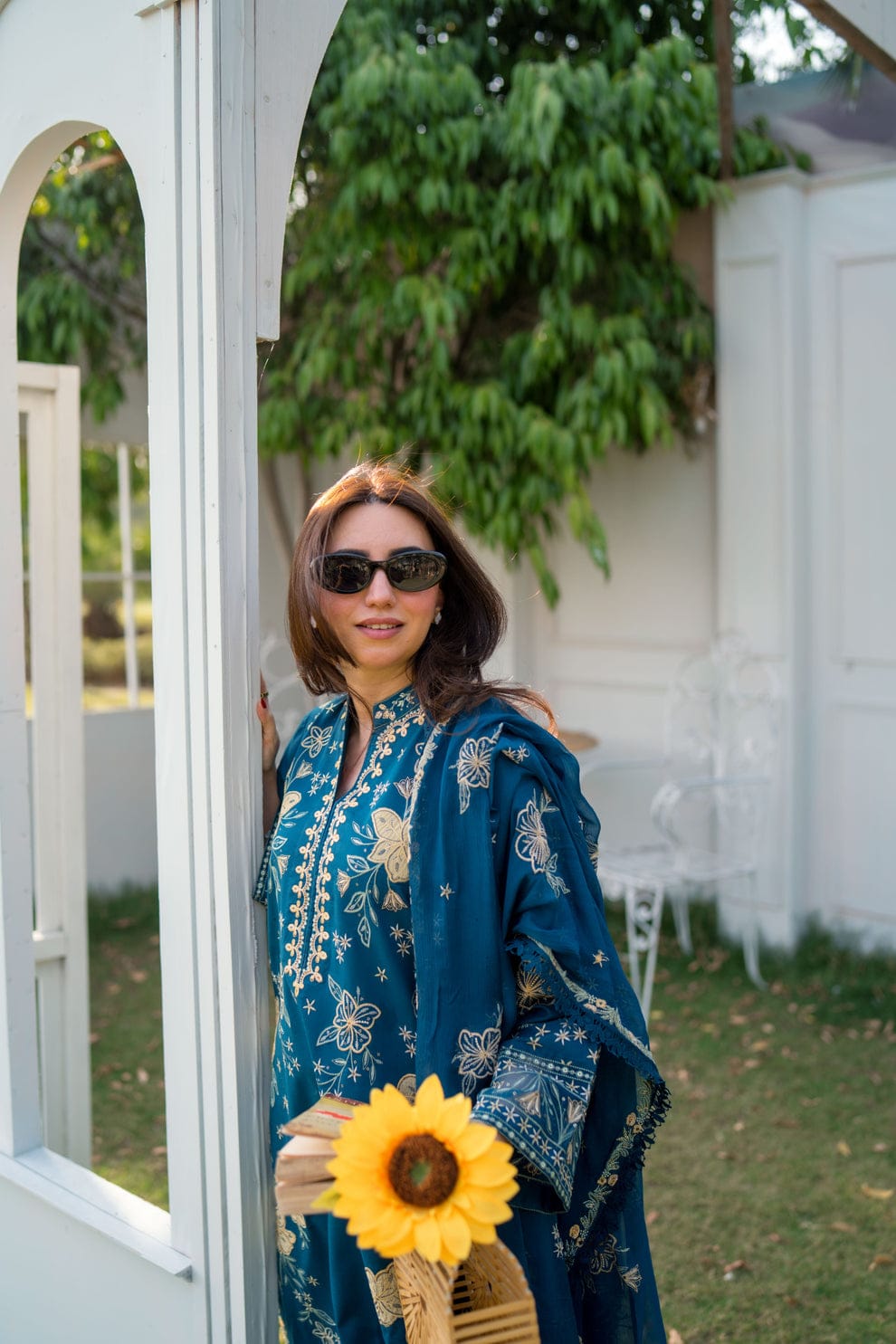 SP-400 Unstitched Fully Embroidered Lawn Suit With Embroidered Bamber Chiffon Dupatta