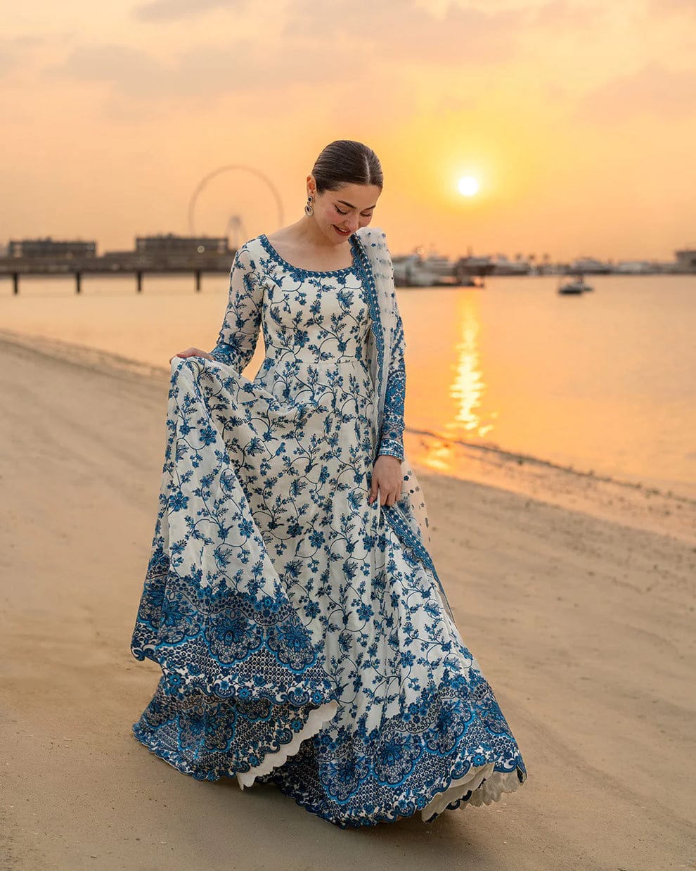 SP-ST1100 Lawn Embroidered 3pc Suit With Organza Embroidered Dupatta