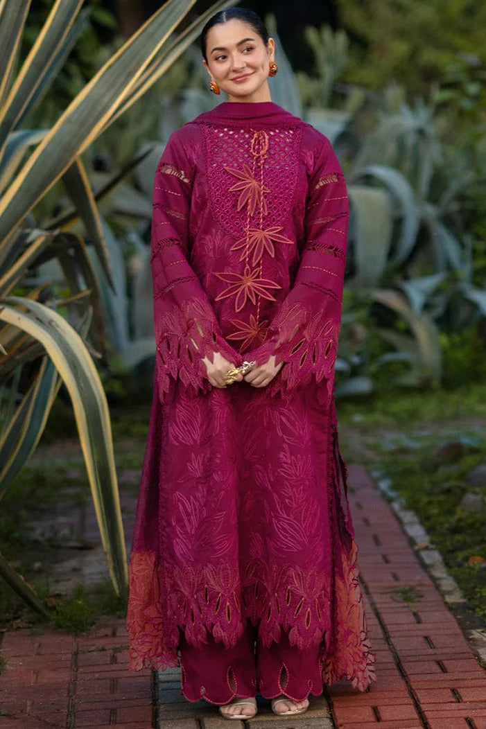Shaa Posh SP-RR2810 three-piece lawn suit with embroidered shirt, matching fully embroidered dupatta, and unstitched fabric for customization.