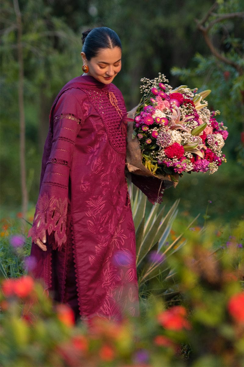 Sha Posh SP-RR2810 unstitched embroidered three-piece lawn suit with fully embroidered dupatta, featuring floral and intricate embroidery details.