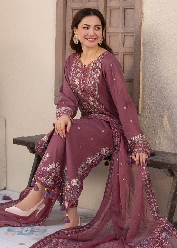 SP-2.0 Unstitched 3 Pc Heavy Embroidered Lawn Suit ( Four Sided Embroidered Chiffon Dupatta )