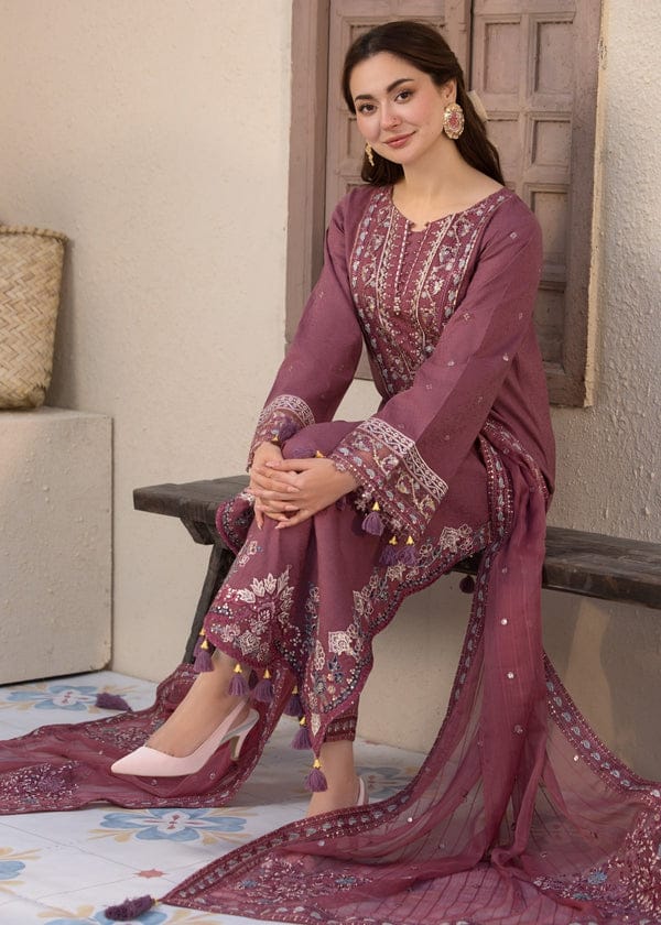 SP-2.0 Unstitched 3 Pc Heavy Embroidered Lawn Suit ( Four Sided Embroidered Chiffon Dupatta )