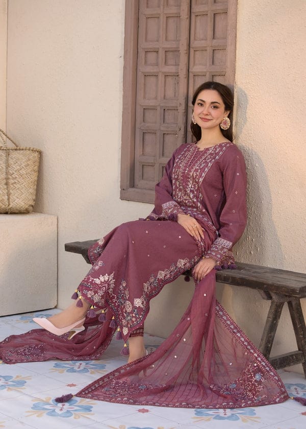 SP-2.0 Unstitched 3 Pc Heavy Embroidered Lawn Suit ( Four Sided Embroidered Chiffon Dupatta )