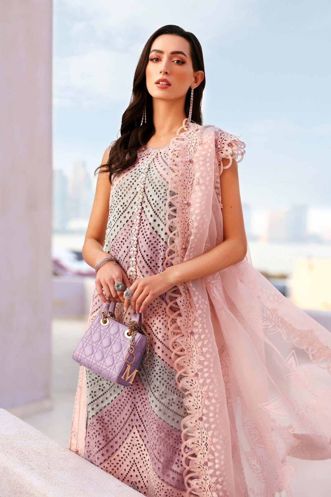 SP-01 Unstitched 3 pc Chickenkari Embroidered Suit With Organza Duppata