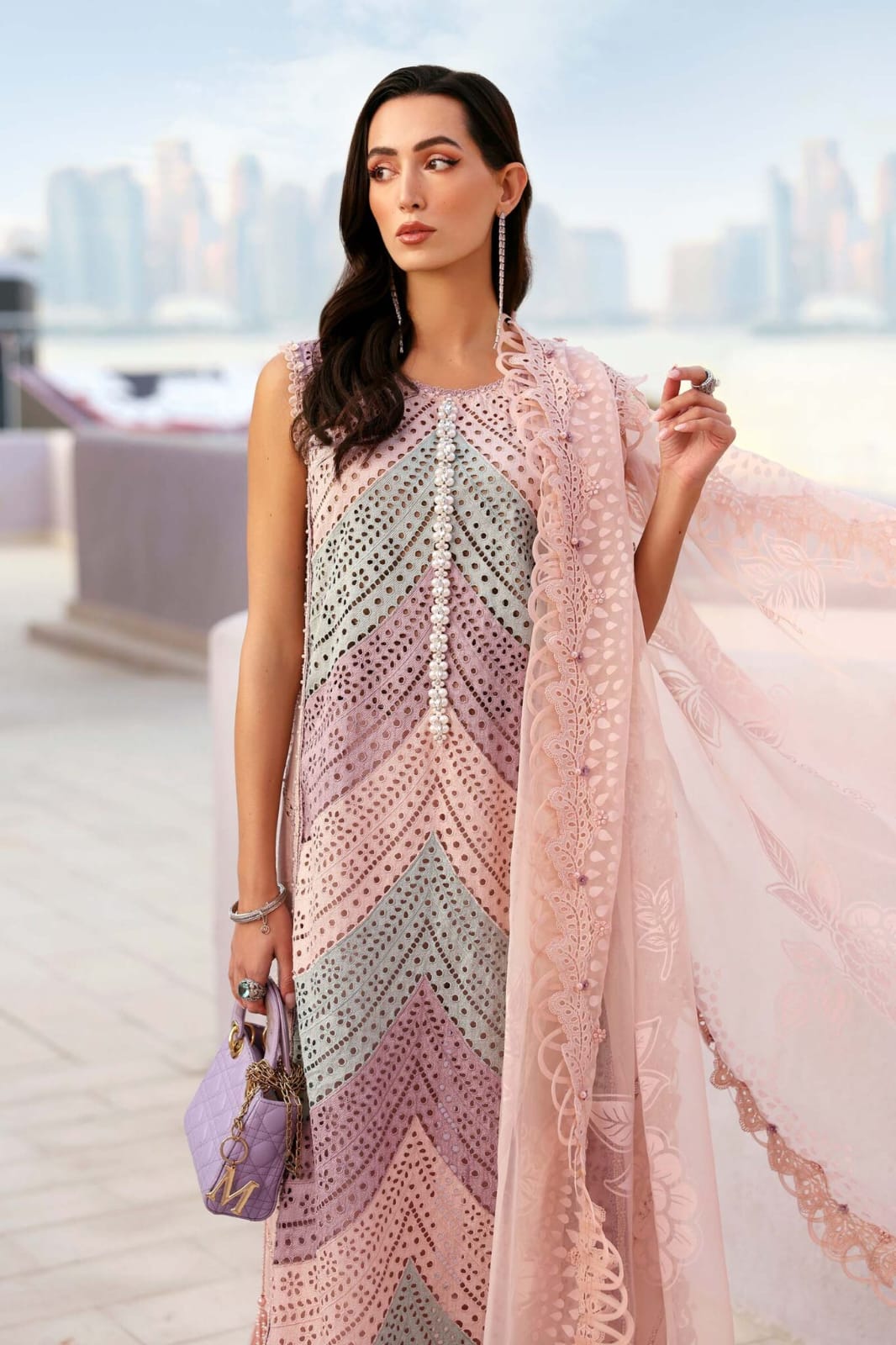 SP-01 Unstitched 3 pc Chickenkari Embroidered Suit With Organza Duppata