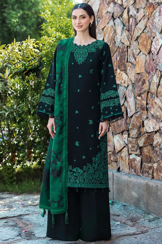 SP-BQ150 3Pc Un-Stitched Dhanak Embroidered Suit With Digital Printed Poly Wool Shawl