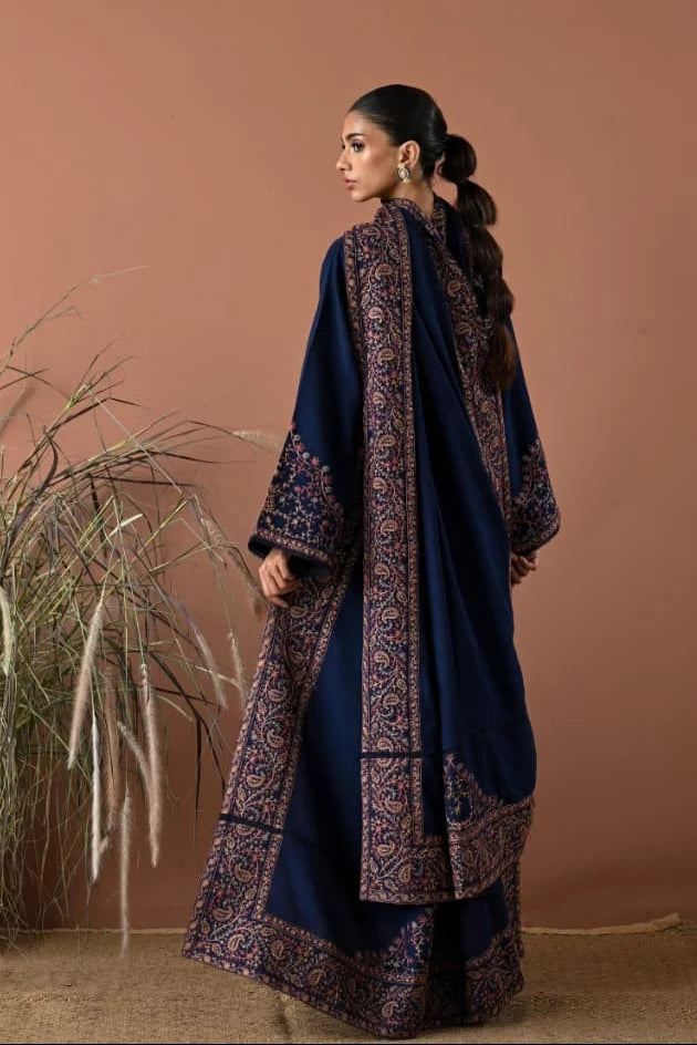 SP-BT2880(A) Unstitched Fully Embroidered Dhanak Suit With Embroidered Dhanak Shawl