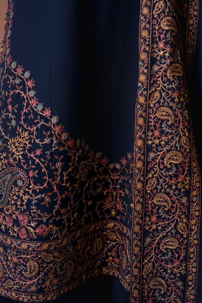 SP-BT2880(A) Unstitched Fully Embroidered Dhanak Suit With Embroidered Dhanak Shawl