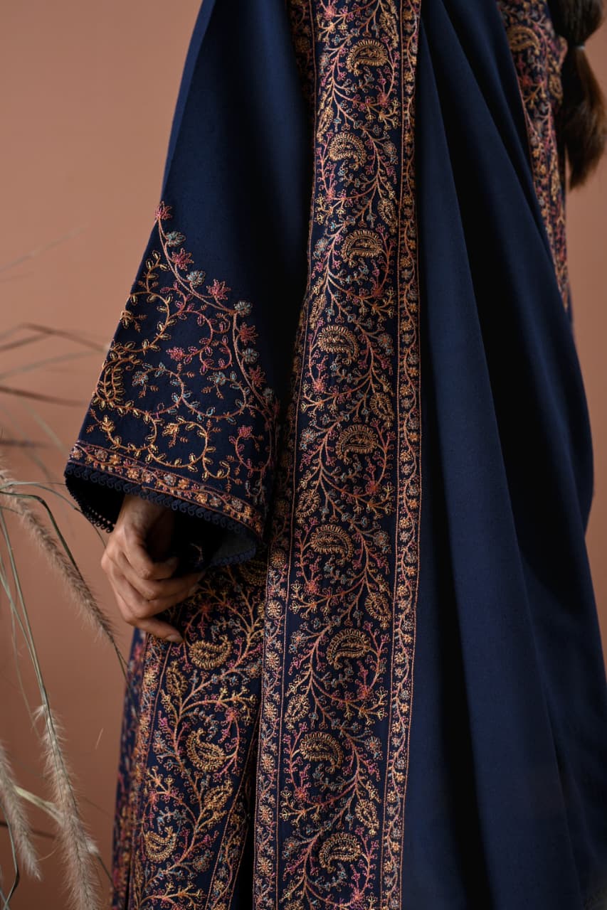 SP-BT2880(A) Unstitched Fully Embroidered Dhanak Suit With Embroidered Dhanak Shawl