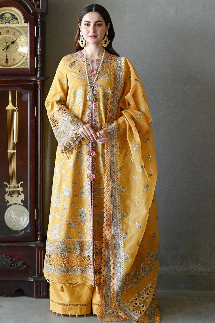 SP-2510 Unstitched Fully Embroided Lawn Suit With Organza Embroidered Dupatta - Shaa Posh