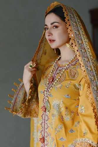 SP-2510 Unstitched Fully Embroided Lawn Suit With Organza Embroidered Dupatta - Shaa Posh