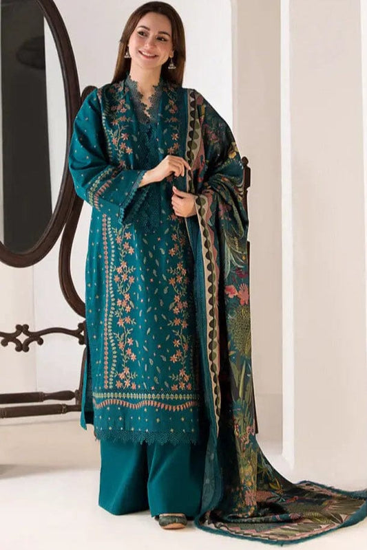 SP-SN61 Dhanak Embroidered Suit With Digital Printed Wool Shawl - Shaa Posh