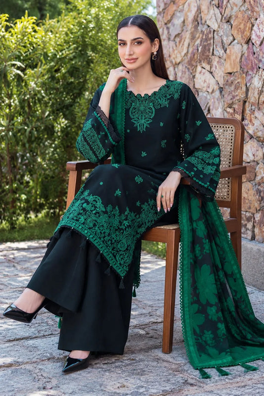 SP-BQ150 3Pc Un-Stitched Dhanak Embroidered Suit With Digital Printed Poly Wool Shawl