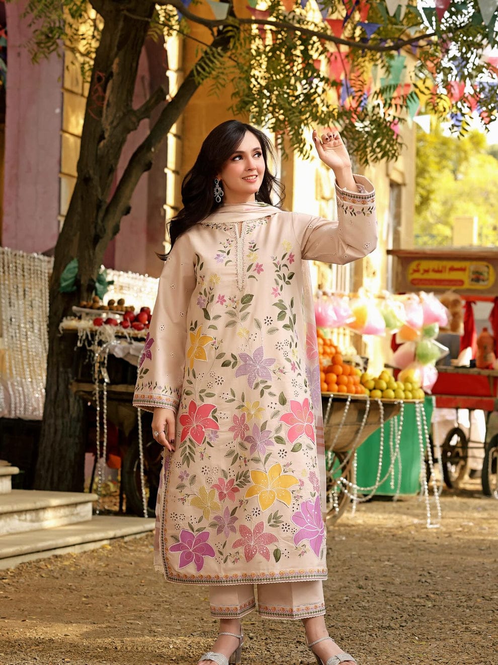Fully embroidered SP 30 Lawn Suit by Shaa Posh with printed Monar dupatta, shown with intricate embroidery and vibrant fabric.