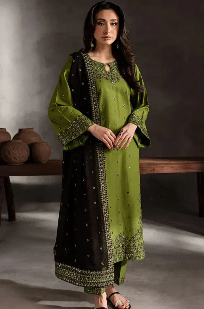 SP-BT2400 Dhanak Embroidered 3pc Suit With Dhanak Embroidered Shawl