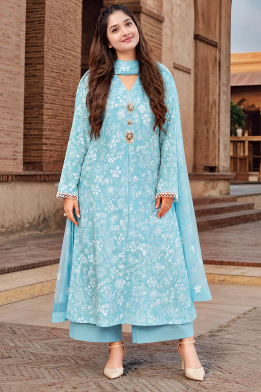 SP-108 Dhanak 3Pc Embroidered Suit With Dhanak Embroidered Shawl
